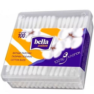 Bella Ватные палочки "bella cotton", пластик.упак. №100