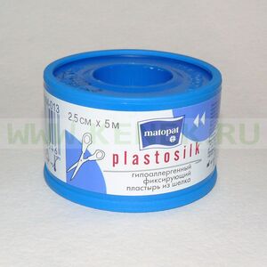 MАТОРАТ PLASTOSILK Пластырь гипоаллергенный фиксирующий, из шелка 5м. х 2,5см., катушка и/у